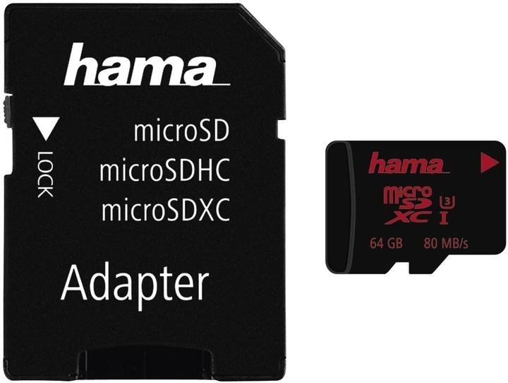 Produktbild Hama microSDXC Class 3 +Adapter/Foto (64 GB, microSDXC, U3, UHS-I)