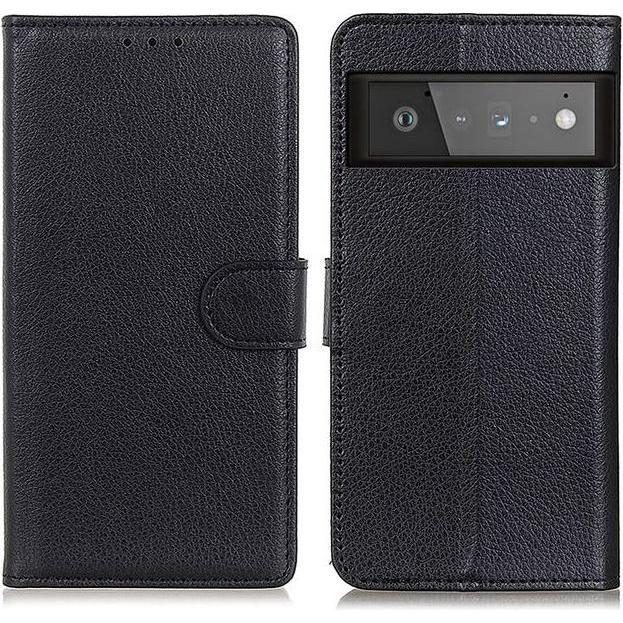 Thumbnail - MU Classic Litchi Leder Bookcover Series (Google Pixel 6 Pro), Smartphone Hülle, Schwarz