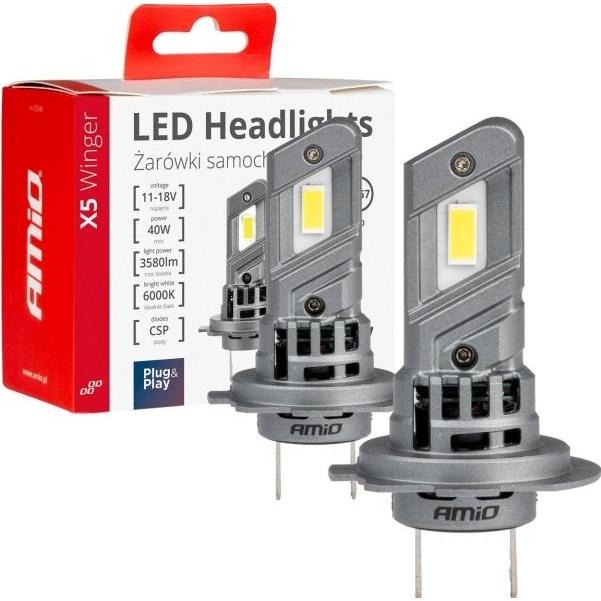 Amio, Illuminazione auto, Żarówki samochodowe led seria x5 winger h7 6000k canbus amio-03946 (H7)
