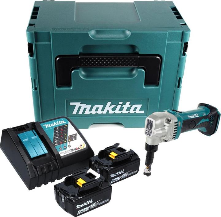 Actual product image Makita DJN 161 RGJ Battery Nibbling Shears 18 V + 2x Battery 6.0 Ah + Charger + Makpac