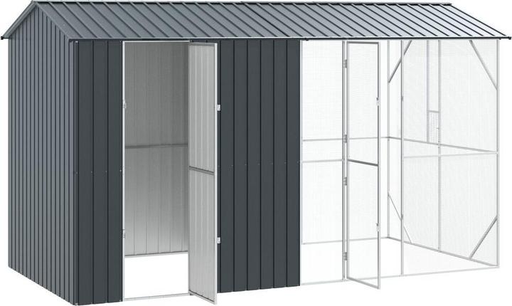 Actual product image vidaXL Aviary with extension anthracite 210x442x247 cm steel