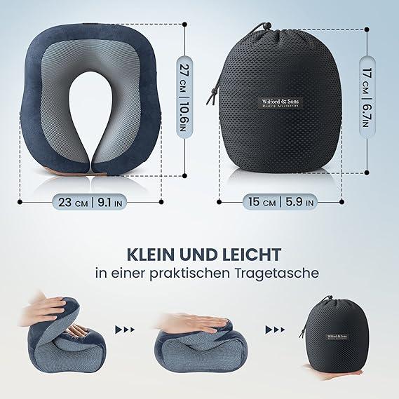 Immagine prodotto Wilford & Sons Set di cuscini da viaggio (Custodia, Cuscino per testa e collo, Prodotto per l'igiene)
