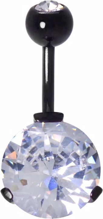 Produktbild Bijouteria Bauchpiercing (PVD Beschichtung (schwarz), Zirkonia, Chirurgenstahl 316L, Kristall)