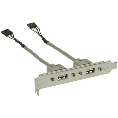 Aquatuning Slotblech USB 2.0, 2x USB Buchse auf 2x 5pol Pfostenverbinde, PC Gehäuse Zubehör