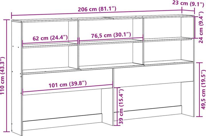 Produktbild vidaXL Kopfteil (186 x 23 x 110 cm)