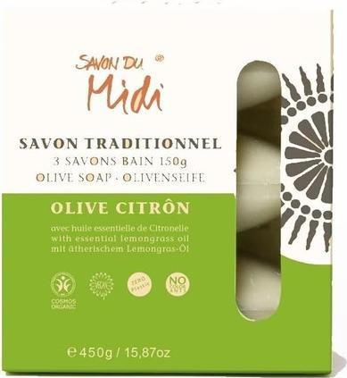 Immagine prodotto Savon Du Midi Sapone all'oliva Citron 3 pezzi - scatola di carta (Sapone alla cagliata)
