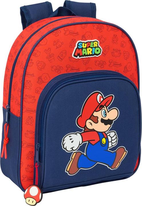 Super Mario Schulrucksack Trick Rot Dunkelblau 28 X 34 X 10 Cm