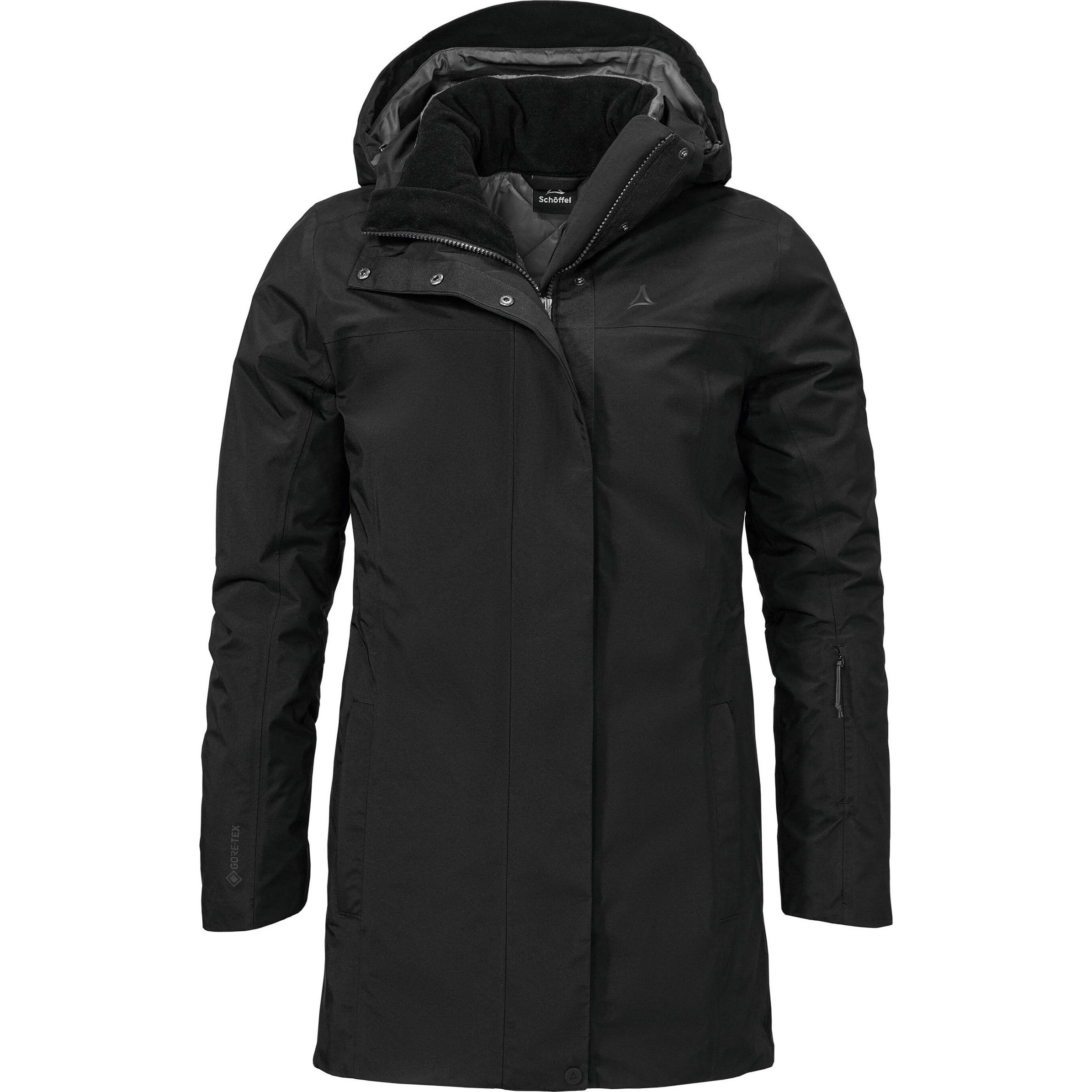 Schöffel, Damen, Jacke, Women's 3In1 Parka Barth (38, M), Schwarz, 38, M