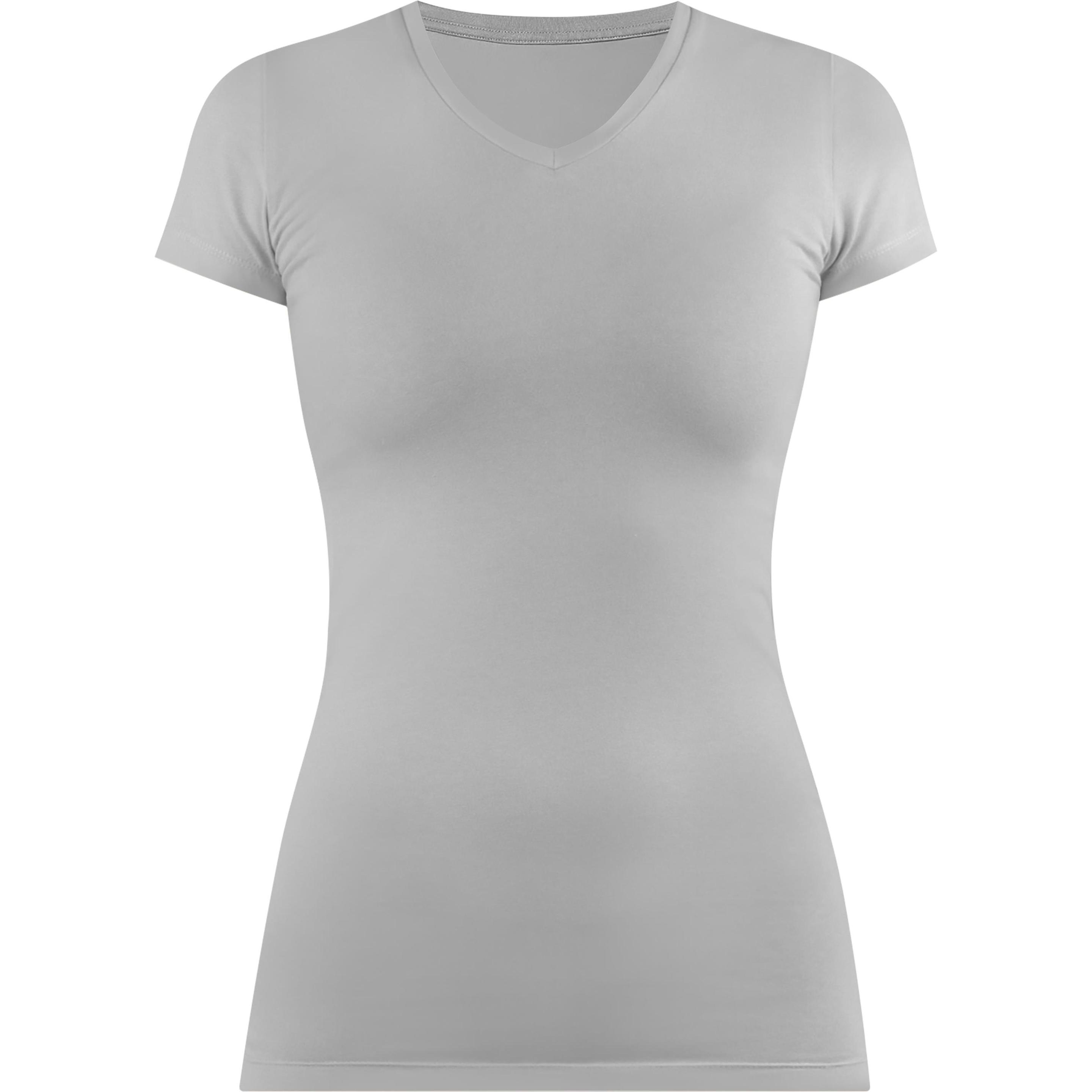 Normani, Damen, Shirt, Figurbetontes T-Shirt mit V-Ausschnitt Siena, Grau, (3XL)
