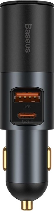 Image du produit Baseus Share Together Fast Charge Car Charger with Cigarette Lighter Expansion Port, USB + USB-C 120