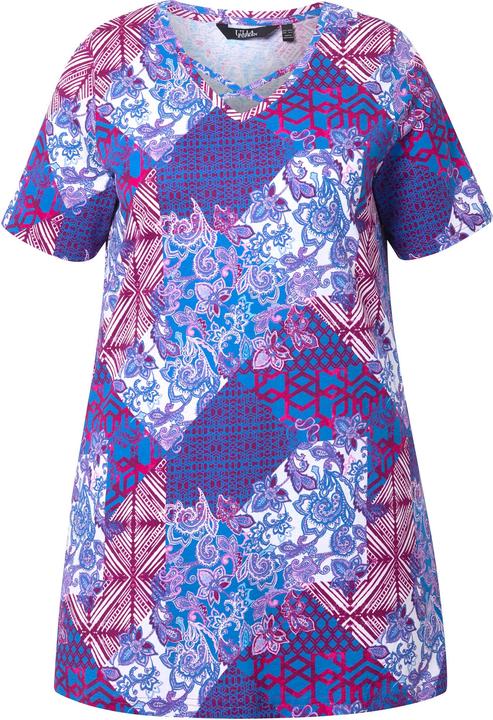 Produktbild Ulla Popken Longshirt, Patchdruck, A-Linie, V-Ausschnitt, Halbarm (42, 44)