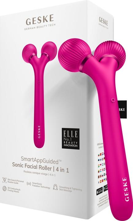 Actual product image Konjac Sponge Roller soniczy do twarzy 4w1 Geske z Aplikacją (magenta)