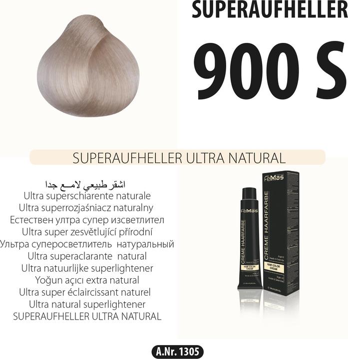 Actual product image FemMas 900S) Hair Color Super Lightener Ultra Natural 100ml