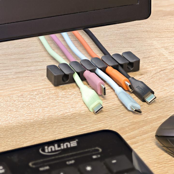 Actual product image InLine 5er Pack ® Kabelclip, 7-fach, selbstklebend, schwarz