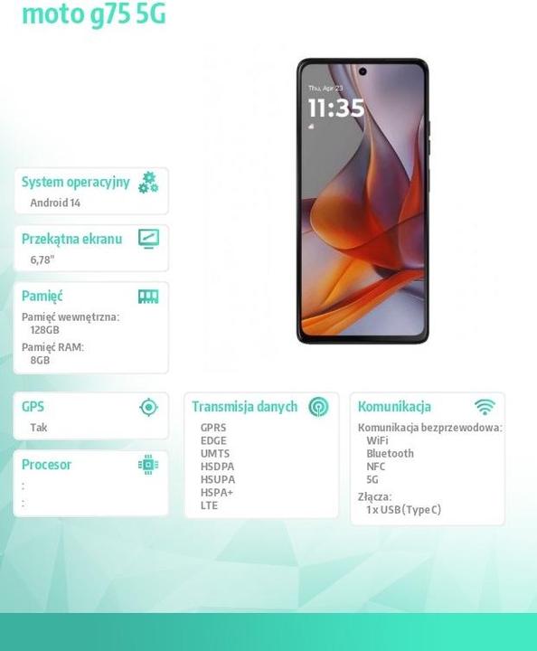 Actual product image Motorola moto G75 5G (128 GB, Grey, 6.78", Hybrid Dual SIM, 5G)
