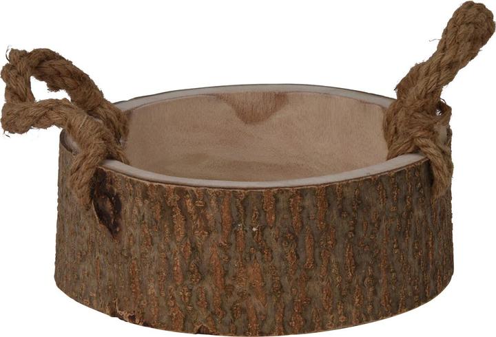 Natura Punto Round wooden bowl with handle