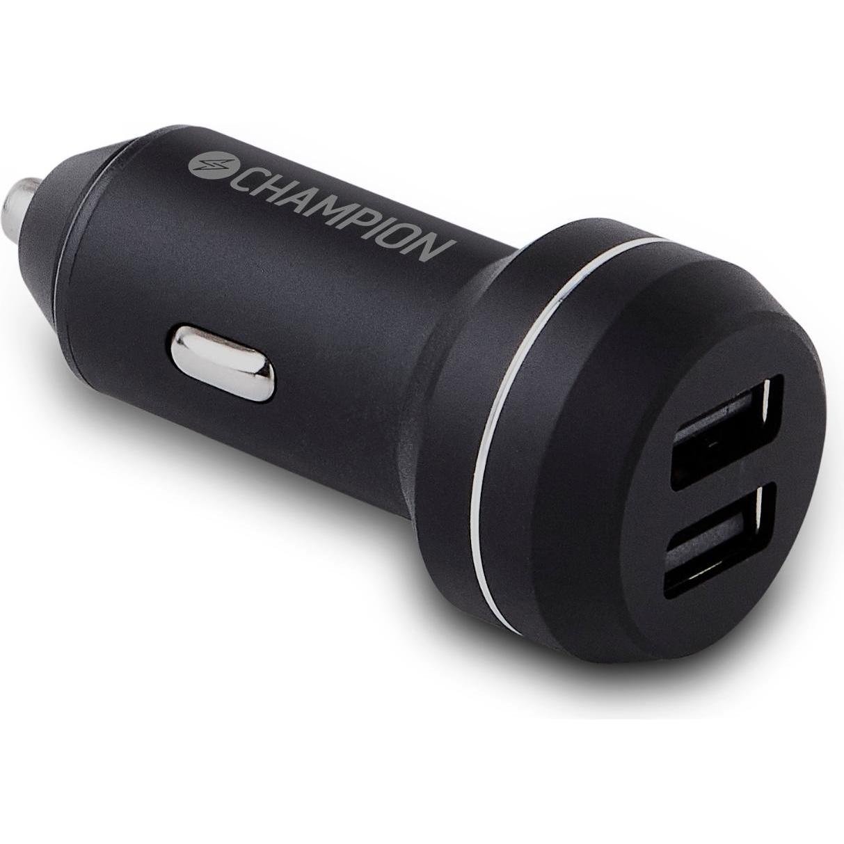 Champion Autoladegerät 24W 2-Port Schwarz, Auto Adapter, Schwarz