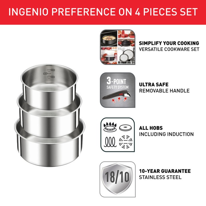 Produktbild Tefal Ingenio Preference On (20 cm, Kochtopf, Stielkasserolle, Bratpfanne, Edelstahl)