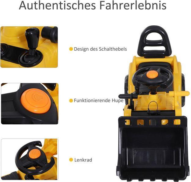 Immagine prodotto Swisshandel24 Scivolo auto per bambini escavatore sedile escavatore con vano portaoggetti incorporato ruota a