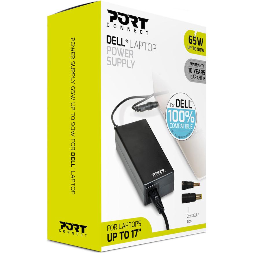 Port Designs PowerSupply 65W DELL (90 W), Notebook Netzteil, Schwarz