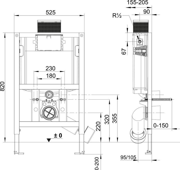 Produktbild Laufen CWL103 Installationssystem, für wandhängende WCs, niedrige Bauhöhe 820mm, H9271030000001