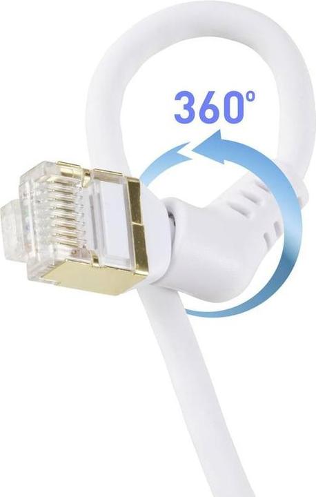 Actual product image Renkforce RF-6071570 RJ45 network cable, patch cable CAT 8.2 S/FTP 0.50 m White pc (S/FTP, CAT8.2, 0.50 m)