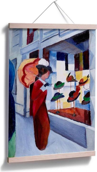 Image du produit Trenddeko Macke - Femme avec une ombrelle devant un magasin de chapeaux (70 x 100 cm)