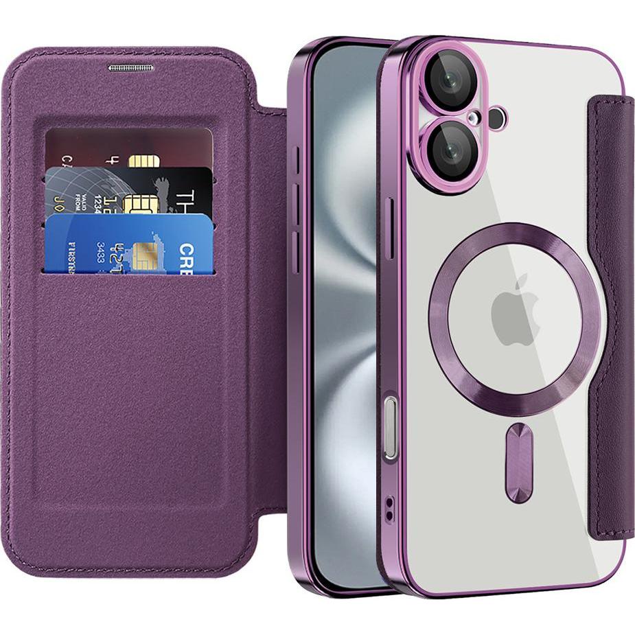 Techsuit - SmartMag Book Case - iPhone 16 Plus - Purple (Apple iPhone 16 Plus), Cover smartphone, Viola