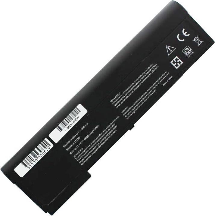 Actual product image HP Battery EliteBook 2170p Battery 670953-851, 670954-851, H4A44AA, HSTNN-W90C, HSTNN-YB3L, HSTNN-YB3M (6 Cells, 3700 mAh)