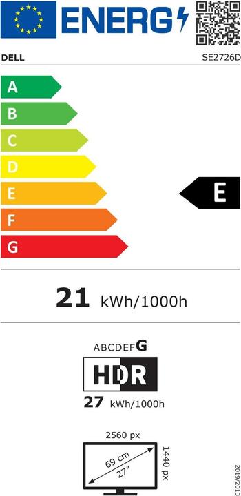 Energy Label Dell SE2726D (2560 x 1440 pixels, 27")