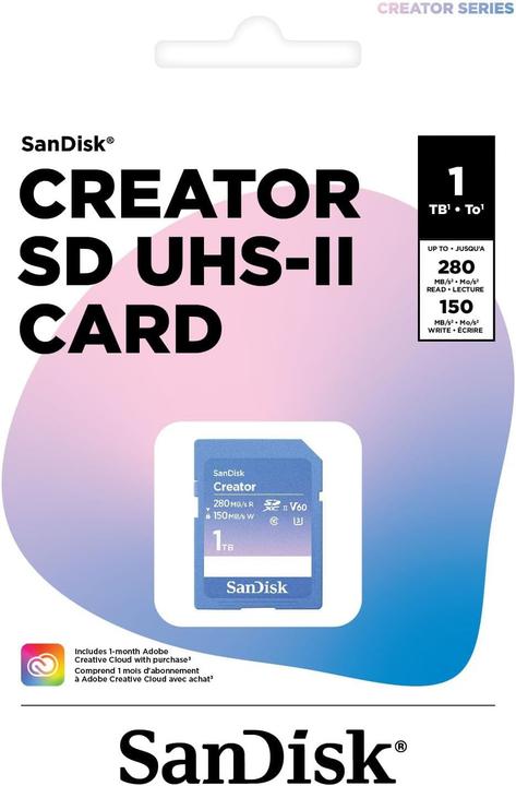 Image du produit SANDISK Creator UHS-II V60 (1000 Go, SDXC, U3, UHS-II)