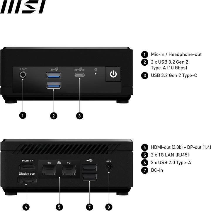 Actual product image MSI Intel Pentium N200 Mini PC with 4GB DDR4, 128GB SSD, Windows 11 Pro, Fanless Design (128 GB, 4 GB, Intel Pentium Dual Core)