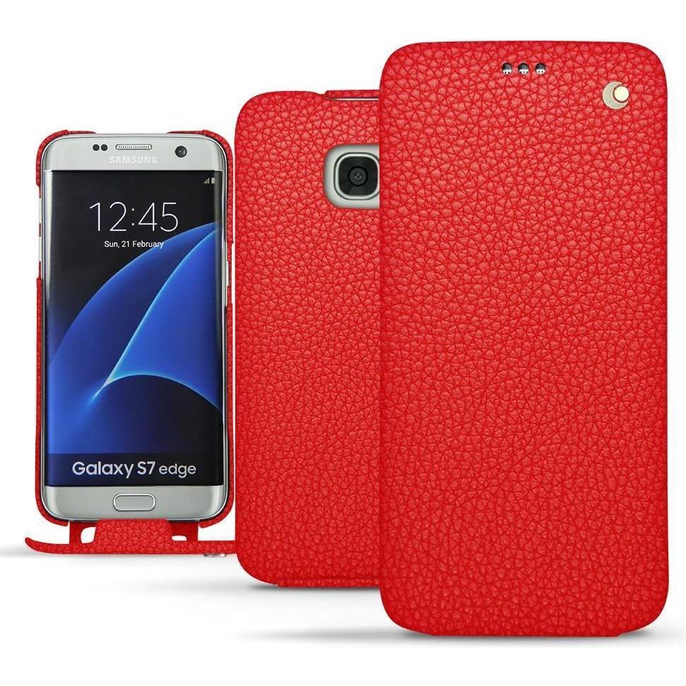 Noreve Lederschutzhülle vertikal (Samsung Galaxy S7 Edge), Smartphone Hülle, Rot