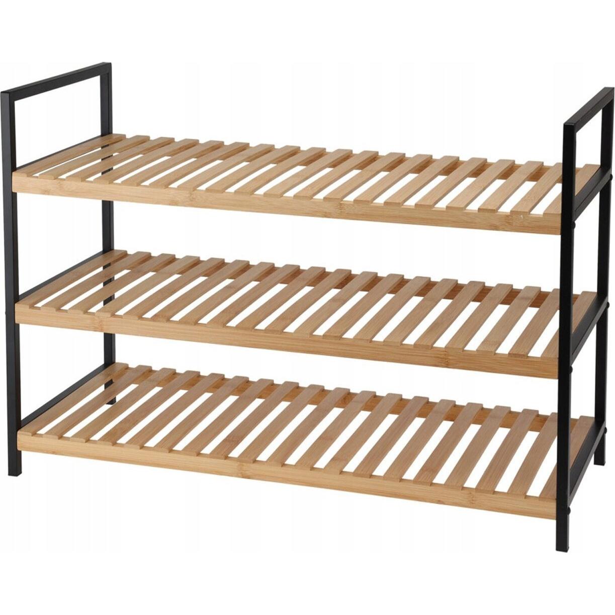 Storage Solutions Półka na buty, 3 poziomy, bamboo e metalowy stelaż, 70 x 30 x 48,5 cm, Sistema di archiviazione