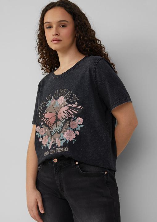 Produktbild S.Oliver T-Shirt Baumwollshirt mit Frontprint in gewaschener Optik (50)