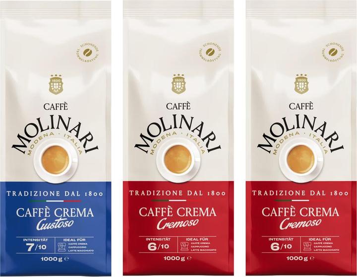 Tchibo Caffè Molinari Set 1 x Gustoso, 2 x Cremoso (1000 g)