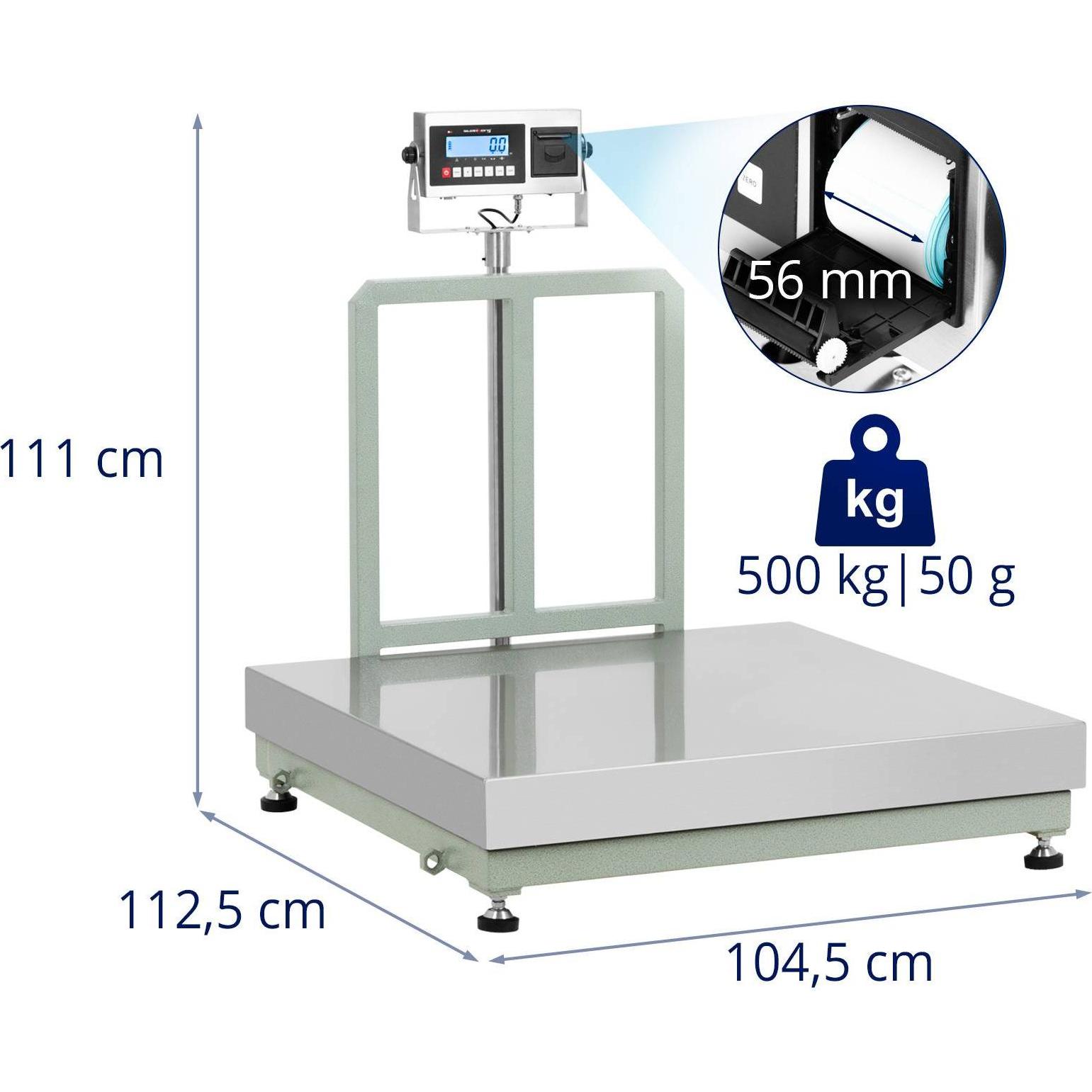Steinberg, Feinwaage, Plattformwaage 500 kg / 50 g 100 x 100 cm LCD Drucker Bodenwaage Paketwaage