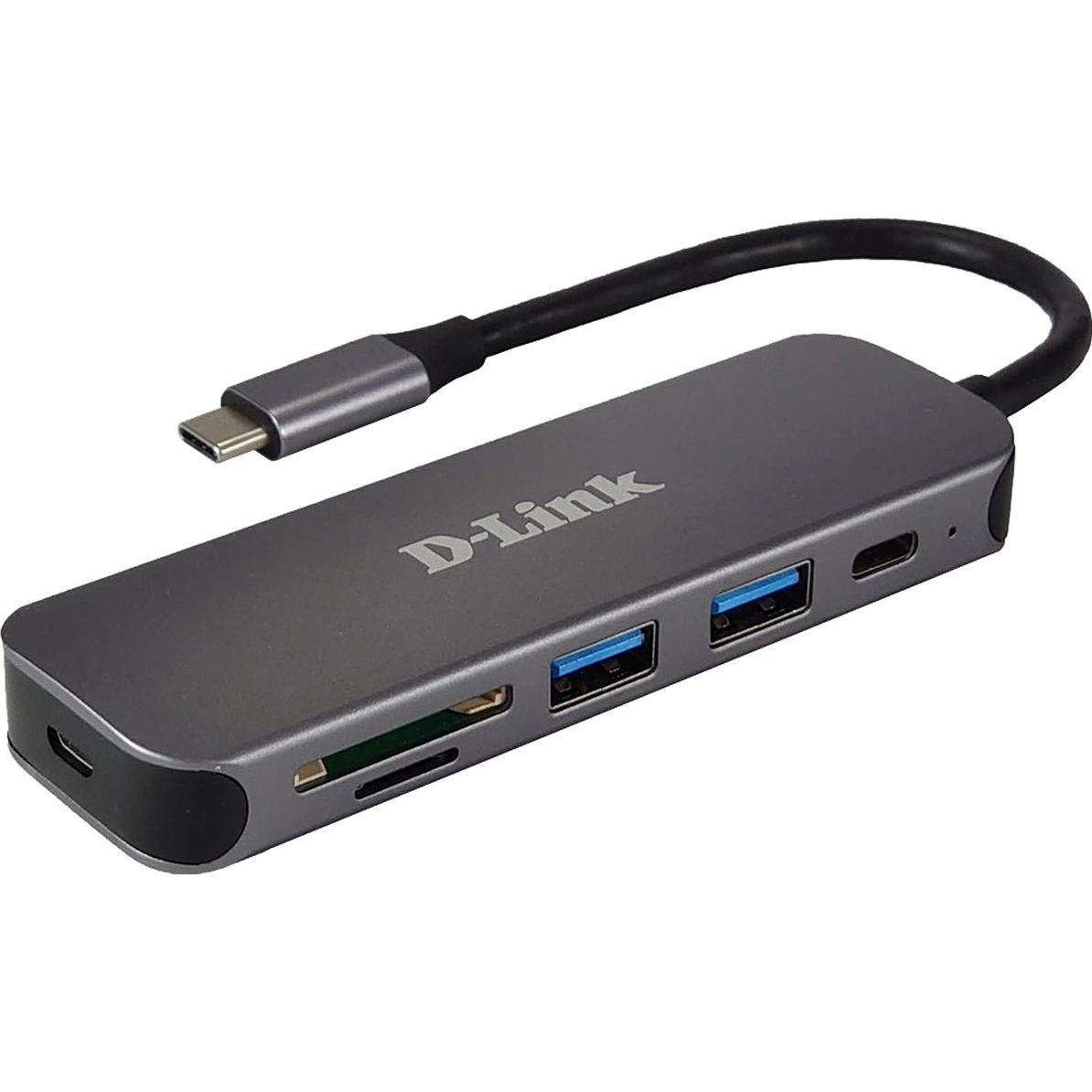 D-Link DUB-2325 (USB-C, 6 Ports), Dockingstation + USB Hub, Grau
