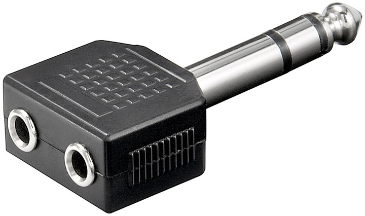 Actual product image Goobay Headphone adapter, 1x AUX jack 6.35 mm to 2x 3.5 mm (Angle adapter)
