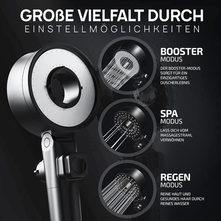 Produktbild Powerlap Duschkopf mit Filter & Booster Modus (3 Strahlarten)