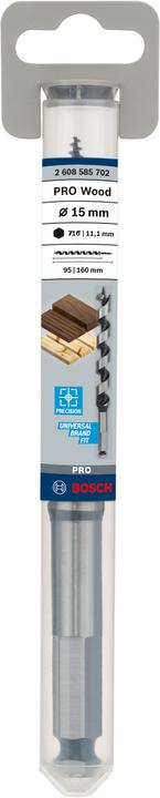 Actual product image Bosch Professional Zubehör PRO Wood Wood auger bit, 15 x 95 x 160 mm (11.1 mm)