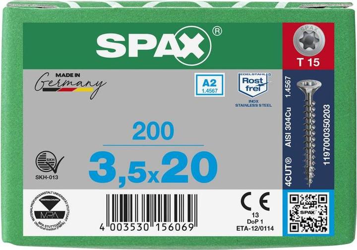 Actual product image Spax A2 Countersunk Multi-Head T-Star Plus T15 Fully Threaded (200 Screws per piece)