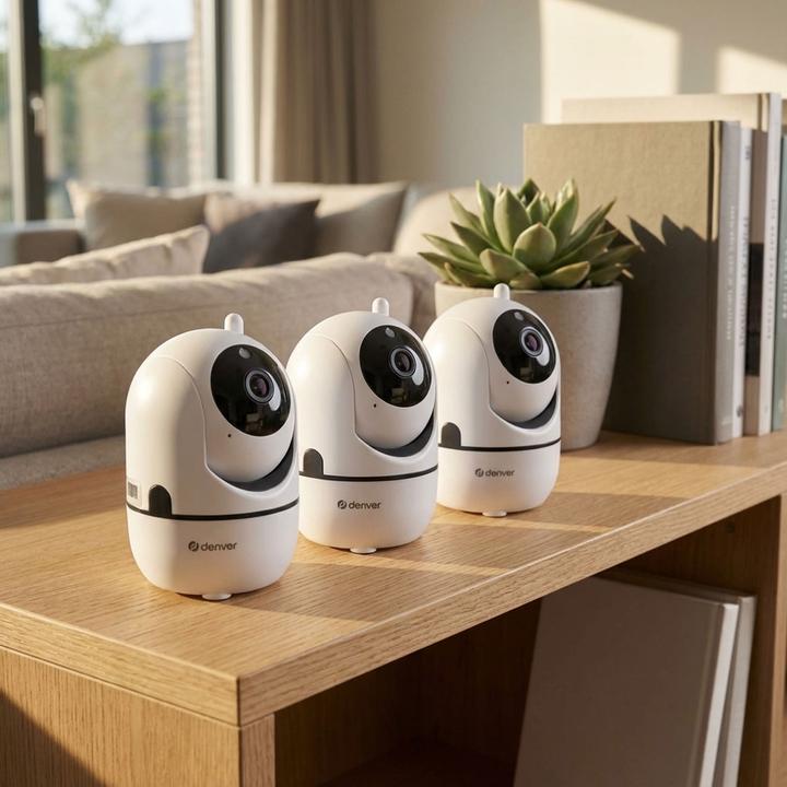 Actual product image Denver 3er-Set Smart WLAN IP Kamera 720P HD – 355° Schwenkbar – Tuya-kompatibel (1280 x 720 pixels)