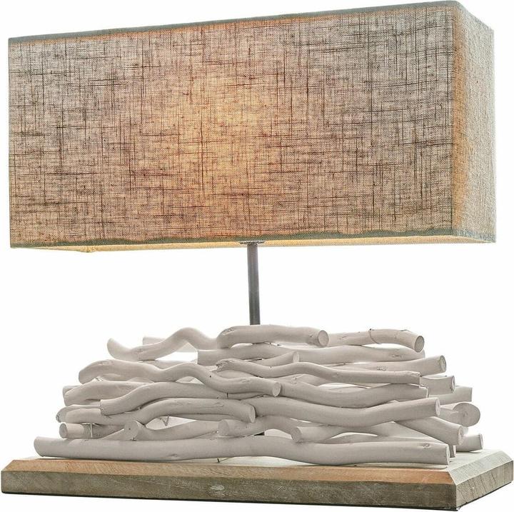 Image du produit Loberon Lampe de table Caribou lin/blanc (E27)