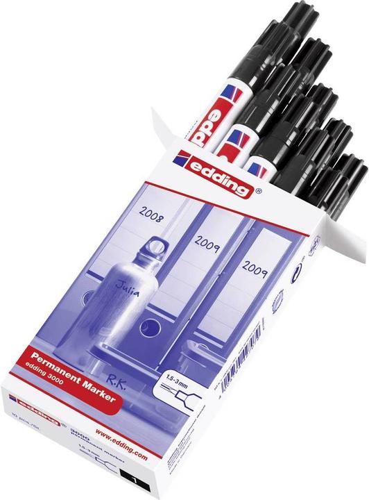 Actual product image Edding Permanent marker (Black, White, 3 mm, 10 x)