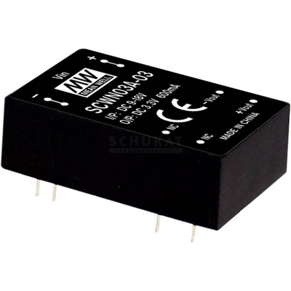 MeanWell, Spannungswandler, DC/DCWandlerModule Serie SCWN03 DIP/DIL24 Case Single Output 1 geregelt