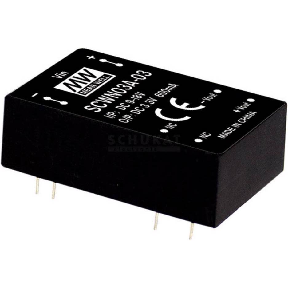 MeanWell, Spannungswandler, DC/DCWandlerModule Serie SCWN03 DIP/DIL24 Case Single Output 1 geregelt