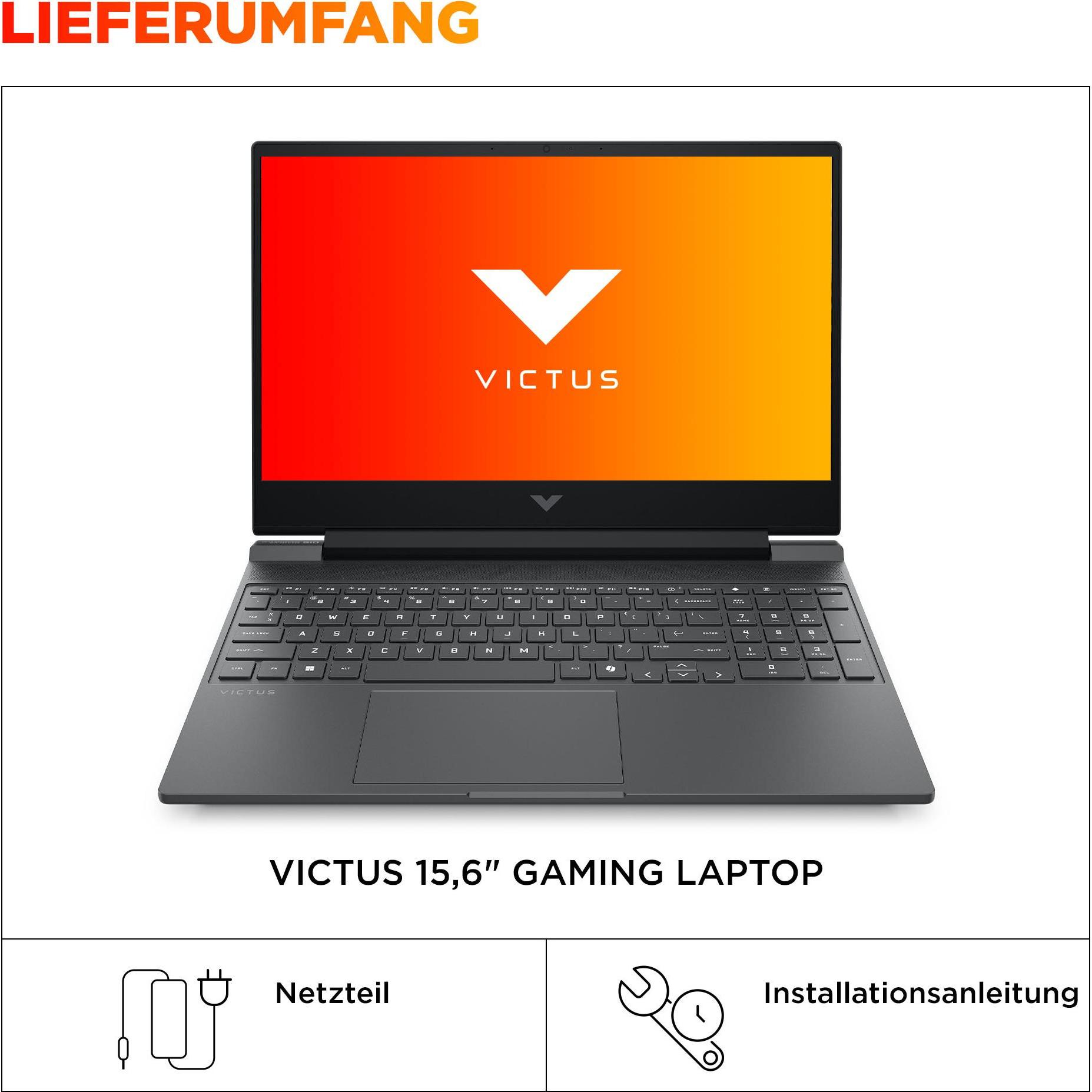 HP Victus 15-fb3073ng RTX 5060 (15.59", AMD Ryzen AI 7 350, 16 GB, 1000 GB, DE), Notebook, Schwarz