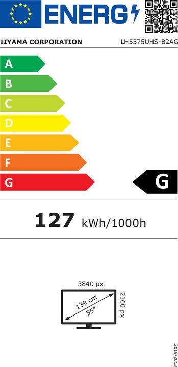Energy Label iiyama LFD ProLite LH5575UHS-B2AG (3840 x 2160 Pixels, 54.60")