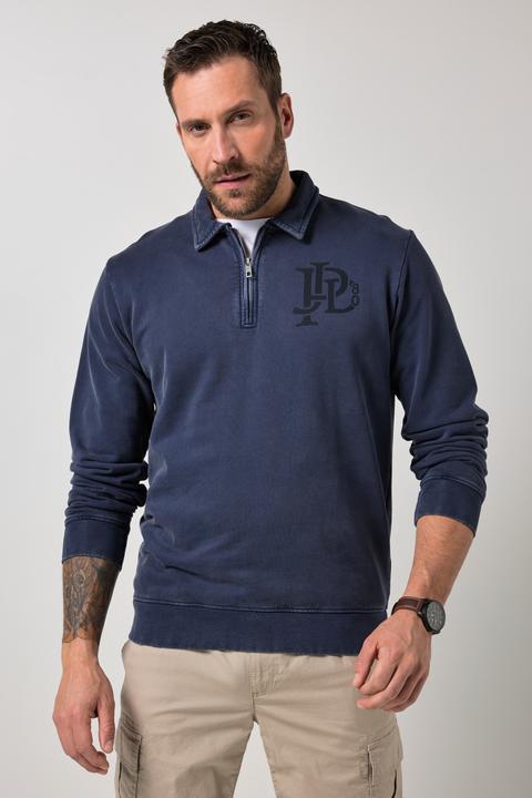 Produktbild JP1880 Sweatshirt, Polokragen, Zipper, Brustprint (7XL)